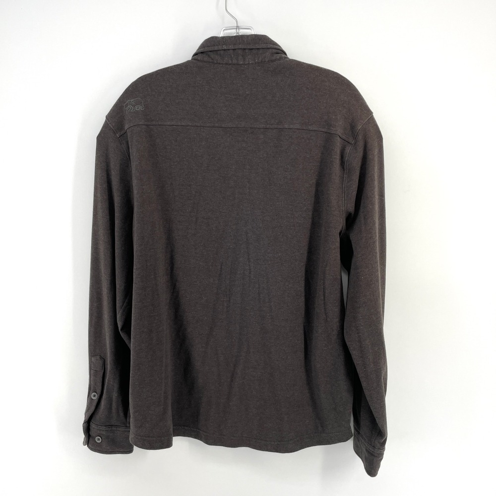 The Normal Brand Long Sleeve Button Down Knit Shirt Mens L Heather Gray Bear - Picture 6 of 13